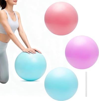 Zachte antislip gymnastiekbal met blaasbuis voor pilates en yoga - 3 stuks - ideaal voor sportschool, thuis en kantoor