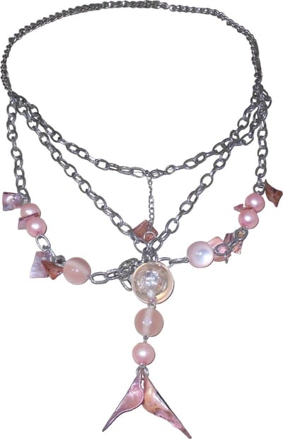 Ketting zilveren schakels met roze tinten