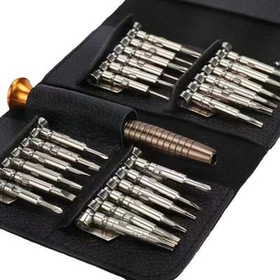 Mini-schroevendraaierset, precisieschroevendraaierbits, 25-delige set, reparatieset, precisiegereedschapset, laptop- en mobiele telefoonset (zwart).