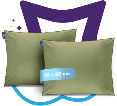 Slaapspeciaal eazydekbed Kussensloop - Groen - 60x70 cm - Set van 2 - Zacht, Hypoallergeen, Ademend, Vochtregulerend, Dubbelgestikt & Onderhoudsvriendelijk