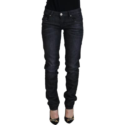 Acht Zwarte Katoenen Lage Taille Slim Fit Dames Casual Denim Damesjeans