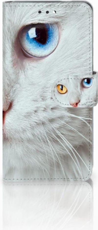 Nokia 3.1 (2018) Telefoonhoesje met Pasjes Witte Kat