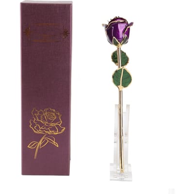 24K goud?Vergulde Rozenbloem voor Verjaardag Valentijnsdag Decoraties Ornamenten met Voet black
