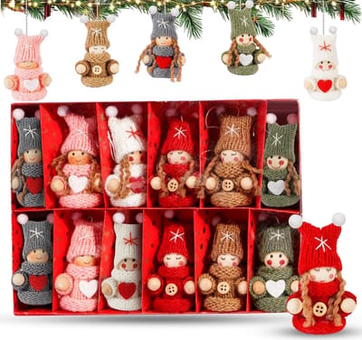 Kerstboomdecoratie met Gnoomfiguren, Engelen en Hanger, Scandinavische Stijl, Vilt en Stof, Perfect voor de Feestdagen en Kerstversiering