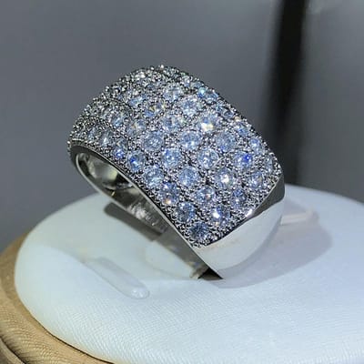 Luxe Sterling Zilveren Trouw Eeuwigheidsringen met Zirkonia voor Mannen CZ Kristal Belofte Verloving Vingerring 8 black