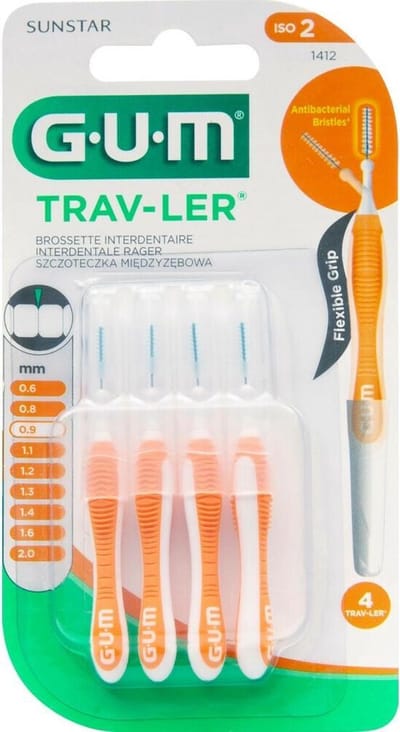 6x GUM Trav-Ler Ragers Oranje 0.9mm blister à 4 stuks