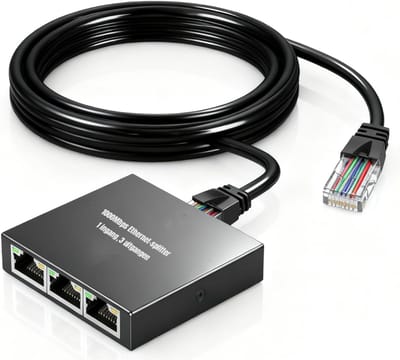 DnA® Internet Splitter - Netwerk Switch - Netgear Switch - Splitter Internetkabel - Netwerk Splitter - Zwart - 6cm x 6cm x 2cm