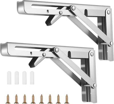 Klapconsoles - Inklapbare steunen - Ruimtebesparend werken - Zware belasting 90 graden - 200 mm - Zilver