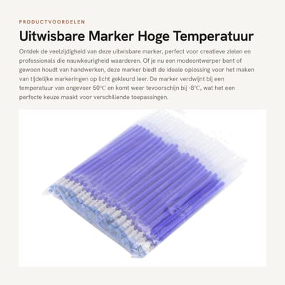 Dailygoods- Uitwisbare Marker 100 Stuks - Hoge Temperatuur Verdwijnend - Penvulling - Duurzaam - Geschikt voor Leer - Stalen Penpunt - Markeerstift