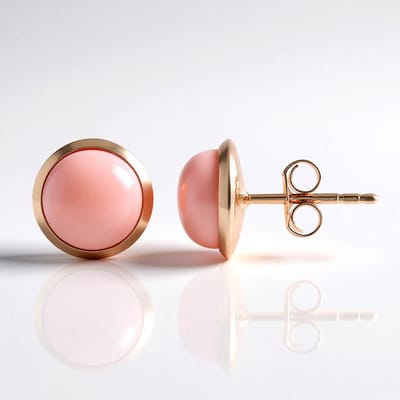 Cavill - Zilveren oorbellen met roze opalen - 925 Sterling zilver rosé verguld - 2 x 8mm ronde cabochon - 2,89 ct - elegante bezelzetting