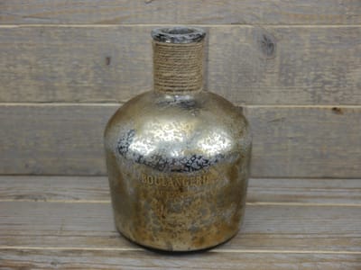 SENSE Decoratieve fles vaas met opdruk - Vintage stijl vaas - Vaas zilver antiek