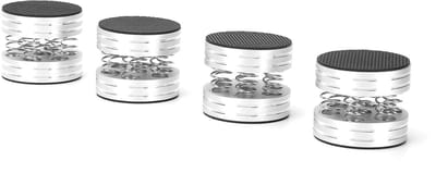 Luidspreker Voetjes - Demper Pinnen - Geluidsverbetering Thuis - Trillingsdempend Aluminium - 4.4cm Diameter - Zilver