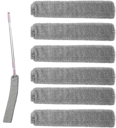 Duster Vullingen - Microfiber Reinigingshoezen - Grondig Reinigen - Elektrostatische Adsorptie - 39 x 8 cm - Grijs
