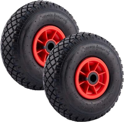 Set 2x steekwagenwiel 3.00-4 luchtband (260x85) naafgat Ø20 mm