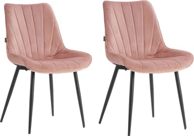 Colenis® - Lesedi Eetkamerstoel - Set Van 2 - Roze - Velvet