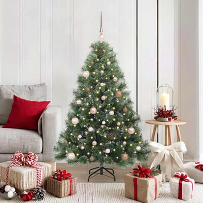 vidaXL - Kunstkerstboom - met - 150 - LED - met - standaard - Groen - 150 - cm - PE - en - PVC