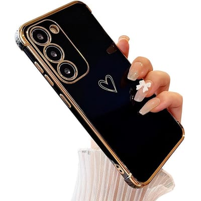 Luxe Vergulde Liefdeshart Hoesje Voor Samsung Galaxy S24 S23 S22 Ultra S21 Plus S20 FE A54 A34 A14 A52 A53 A23 A15 A24 5G Hoes Samsung S20 FE