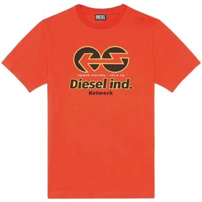 Diesel Unisex Volwassenen Power Station Logo T-Shirt (Oranje/Zwart)