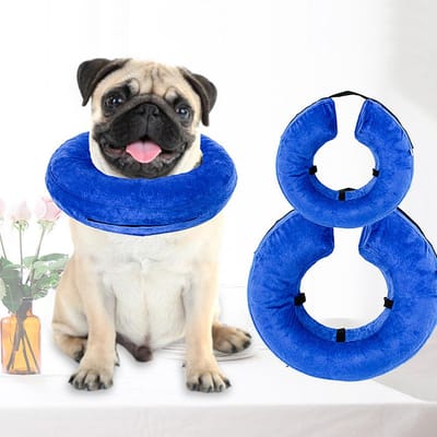 Verstelbare PVC Opblaasbare Huisdierkraag met Klittenband Huisdier Accessoires blauw