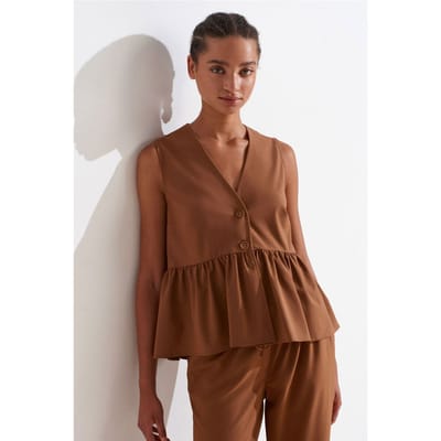 Mouwloze Crepe V-hals Knopblouse