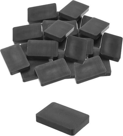 Onderlegwiggen Kunststof - Afstandhouders Tegelwiggen - Uitlijnen Egaliseren - Antislip Geribbeld Oppervlak - 60 x 40 x 10 mm - Zwart