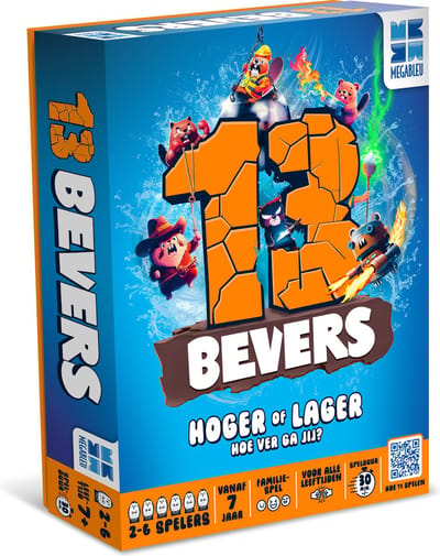 Megableu 13 Bevers - Spannend Hoger of Lager Bordspel - Familiespel voor 2-6 Spelers - Vanaf 7 Jaar - Mix van Geluk en Strategie