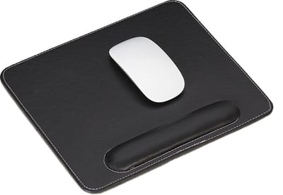 muismat - met polssteun - kunstleer - ergonomisch - rechthoek - zwart