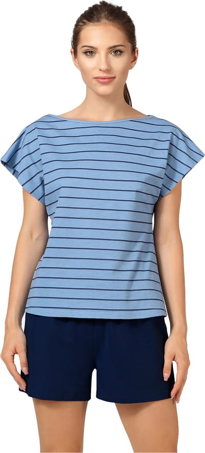 Bellivalini Dames Pyjama - Korte mouwen - Korte broek - Katoen - BLV-BLV50-174-PJ - Oceaan Marine - S