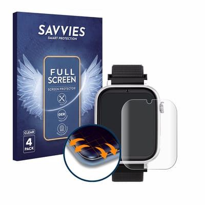 Savvies - Screenprotector voor SaveFamily SaveWatch Plus - Folie Beschermfolie transparant volledig dekking 4 Stuks