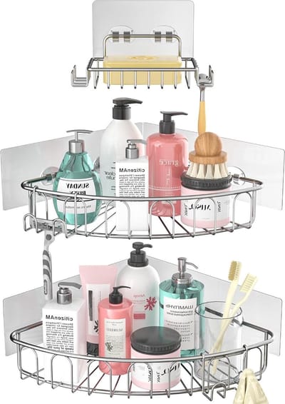 Hoek Douche Caddy Mand Rack - RVS Wandmontage - 3 stuks