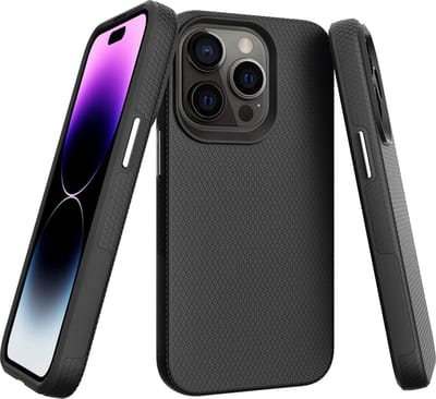 Casemania Hoesje Geschikt voor Apple iPhone 14 Pro Max - Zwart - Anti Slip Matte Armor Back Cover