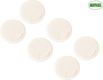 AMIG Kabeldoorvoering Wit 60mm - 6 Stuks Verstelbare Kabeldoorvoer - Professioneel Kabelmanagement Systeem voor Moderne Bureaus