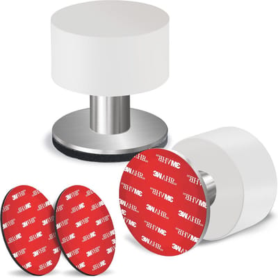 Deurstoppers met extra stickers - Zelfklevende Zwarte Rubber Bumper en Roestvrijstalen Behuizing, Robuuste Muurbeschermer voor Thuis en Kantoor