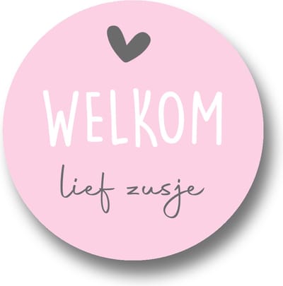 25x Sluitsticker Welkom lief Zusje-Roze - Roze - 40 mm - Geboorte Sticker - Sluitzegel - Sticker Geboortekaart - Baby nieuws - Trakteren Broer Zus Basisschool Kinderdagverblijf - Sluitzegel - Wensetiket - Traktatiestickers Pimp Studio