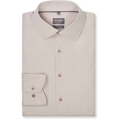 OLYMP Luxor 24/Seven Overhemd, Comfort Fit, New Kent, Taupe