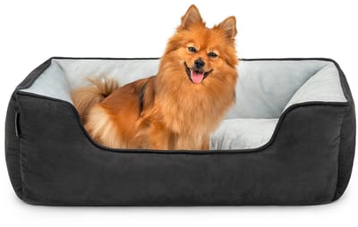 lionto Hondenbed omkeerbaar, zacht & comfortabel 80x60 cm zwart/grijs