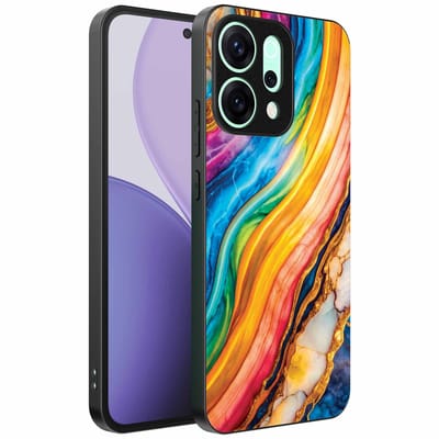 Geschikt voor Oppo Reno 14 Pro Telefoonhoesje met Regenboog Goud Marmer Opdruk - TPU Backcover Case Rainbow Gold Marble Design - Smartphonica geschikt voor Oppo Reno 14 Pro