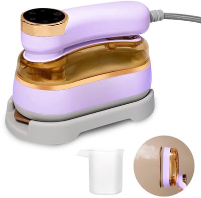carmdering - Mini Stoomstrijkijzer - Opvouwbaar Strijkijzer - Reisstrijkijzer - Paars, 180 ml, 20 min stoom, 25 g/min - Keramische titanium plaat, 20 sec opwarmen - 360° strijken,防lek - 1200W - Perfect voor thuis en reis