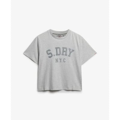 Superdry Athletic Essentials Losse T-shirt Light Grey Grootte: 34