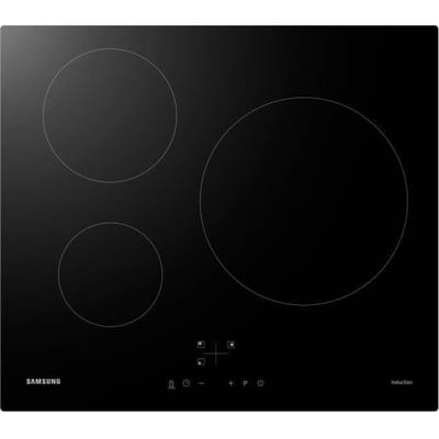 Plaque de cuisson induction - SAMSUNG - 3 zones - L59 x P57 cm - NZ63M3NM1BB/UR - 7200 W - Revetement verre - Noir
