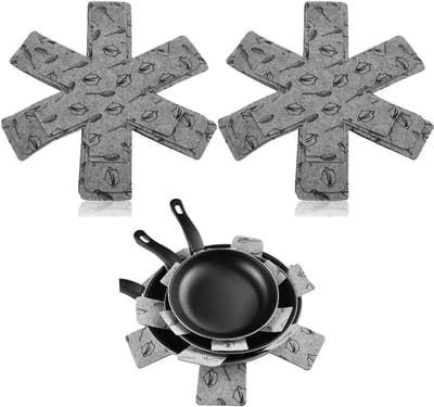 Dailygoods - Set van 6 Krasbestendige Pannenbeschermers van Vlies - Voor Stabelen van Pannen