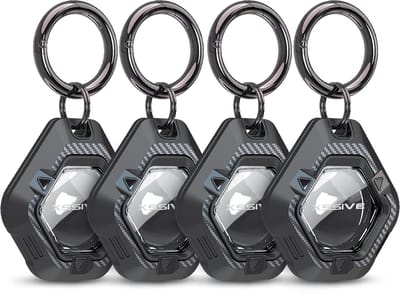 Hoesje geschikt voor Apple Airtag Houder 4 Stuks - Waterdicht - Sleutelhanger - 100% Shockproof - Zwart