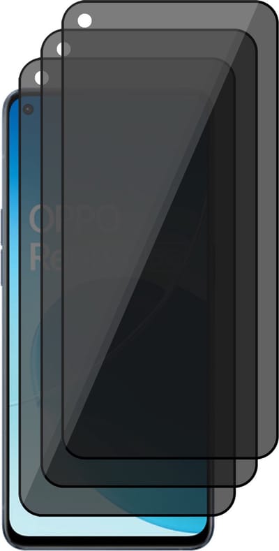 Privacy Screenprotector geschikt voor Oppo Reno 6 - 3x Volledig Dekkend Glas Screen Protector