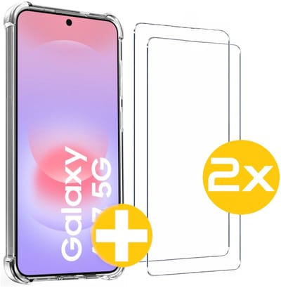 Hoesje en Screenprotector Combi Geschikt Voor Samsung A37 - Anti Shock Hoesje + 2x Screenprotector