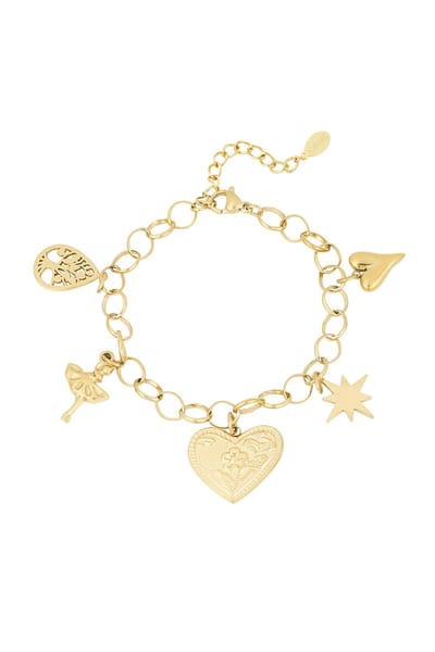 Heartfelt sparkle armband - Goudkleur- bedel armband