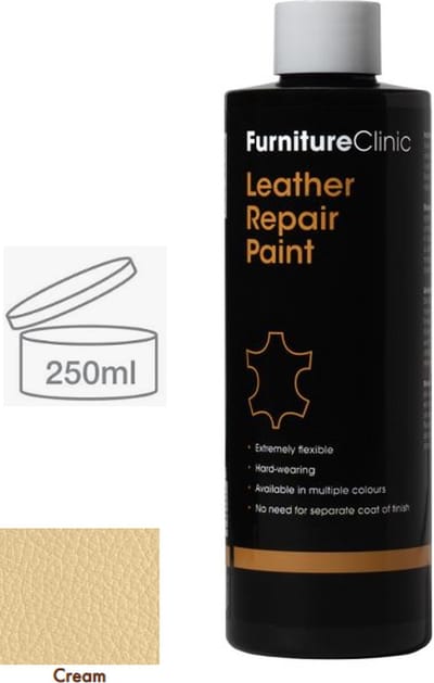 Leer reparatie Verf 2 in 1 Creme 250ml | Furniture Clinic | Leather Repair Paint 2 in 1 Cream 250ml | Verf en Top Coat in 1 | Geschikt voor leren banken, leren autostoelen, schoenen, handtassen en meer | Paint and Top Coat in 1 | Leder Verf |