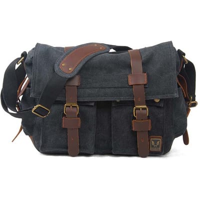 Euro-Amerikaanse Vintage Canvas Crazy Horse Leer Grote Capaciteit Messenger Bag Meerdere Zakken Waterdicht Heren Casual Schoudertas