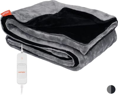 Elektrische warmtedeken fleece - 160×120 cm - 3 warmtestanden - Warmyou Cuddels - Zwart/grijs