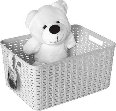 Plasticforte Opbergmand - Kastmand - rotan kunststof - creme wit - 18 Liter - 29 x 39 x 20 cm