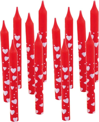 Taartkaarsjes met hartjes - rood - 10x stuks - Valentijnsdag/liefde/bruiloft